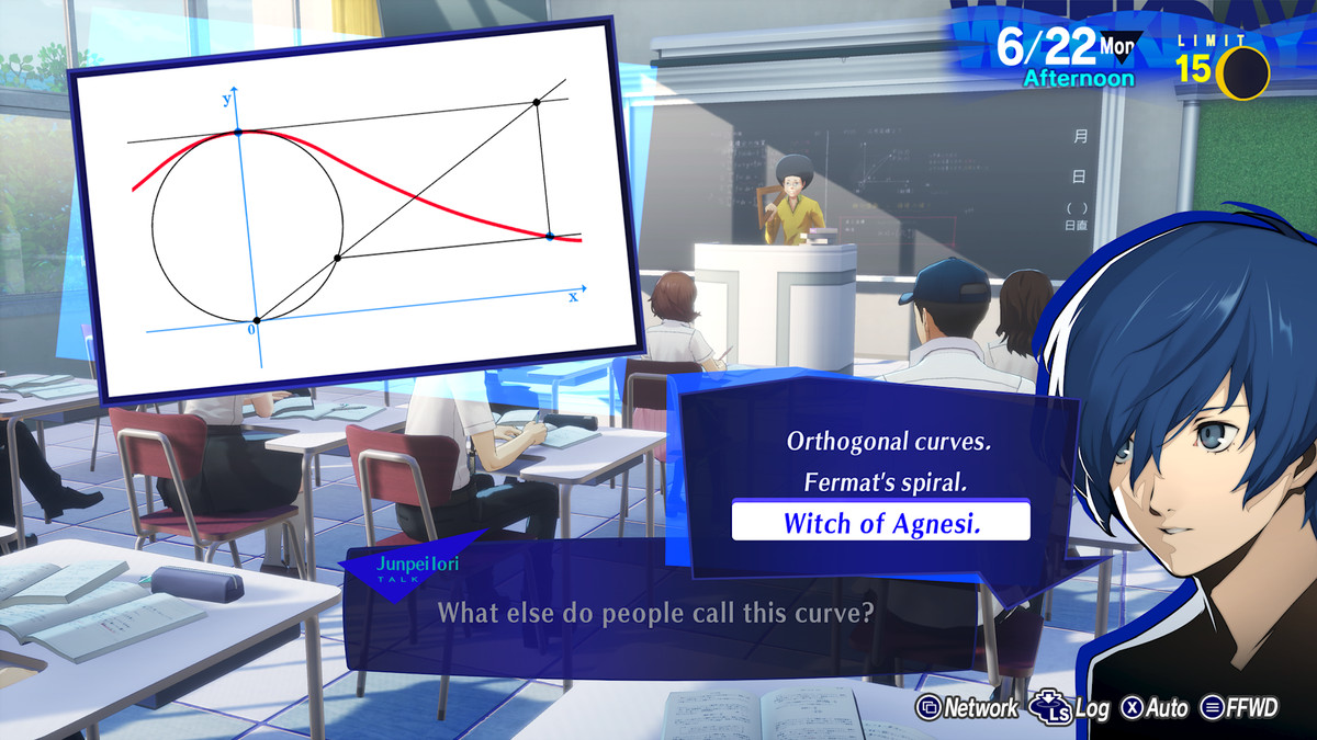 The Persona 3 Reload protagonist answers a classroom question