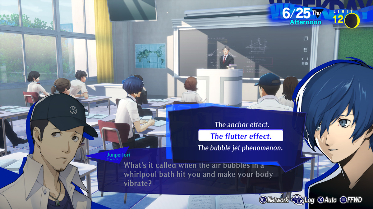 The Persona 3 Reload protagonist answers a classroom question