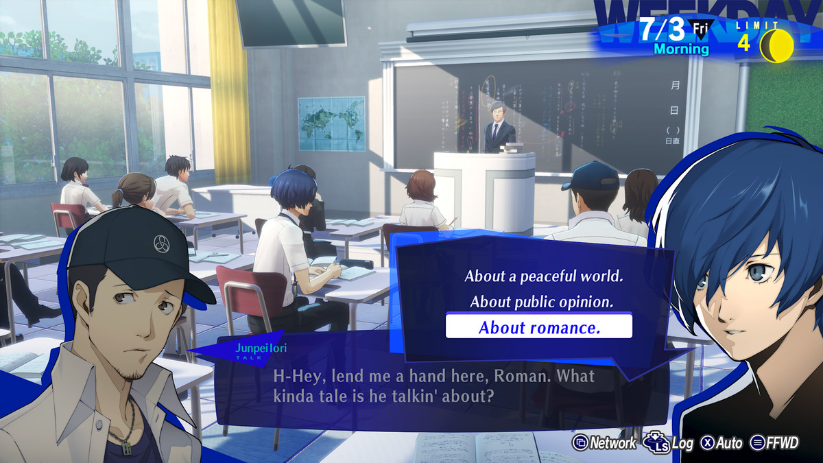The Persona 3 Reload protagonist answers a classroom question