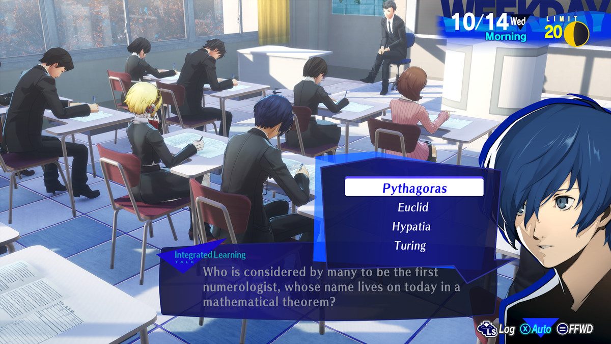 The Persona 3 Reload protagonist takes an exam