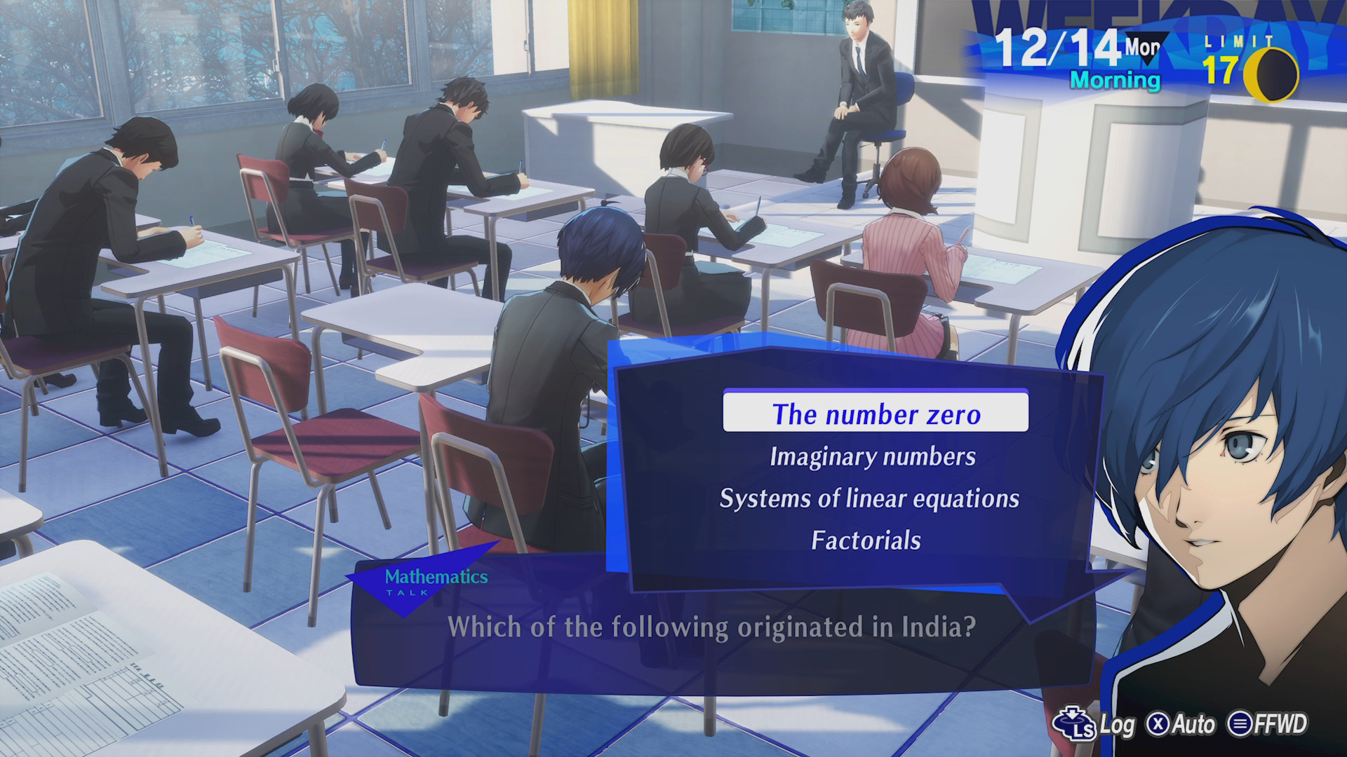 The Persona 3 Reload protagonist takes an exam