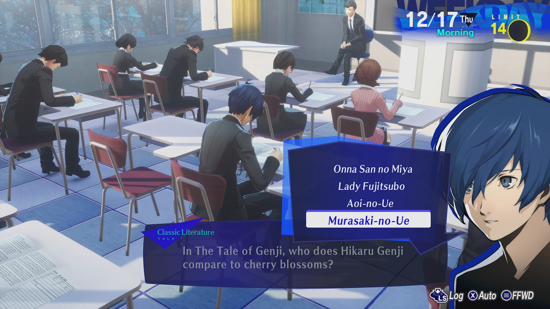 The Persona 3 Reload protagonist takes an exam