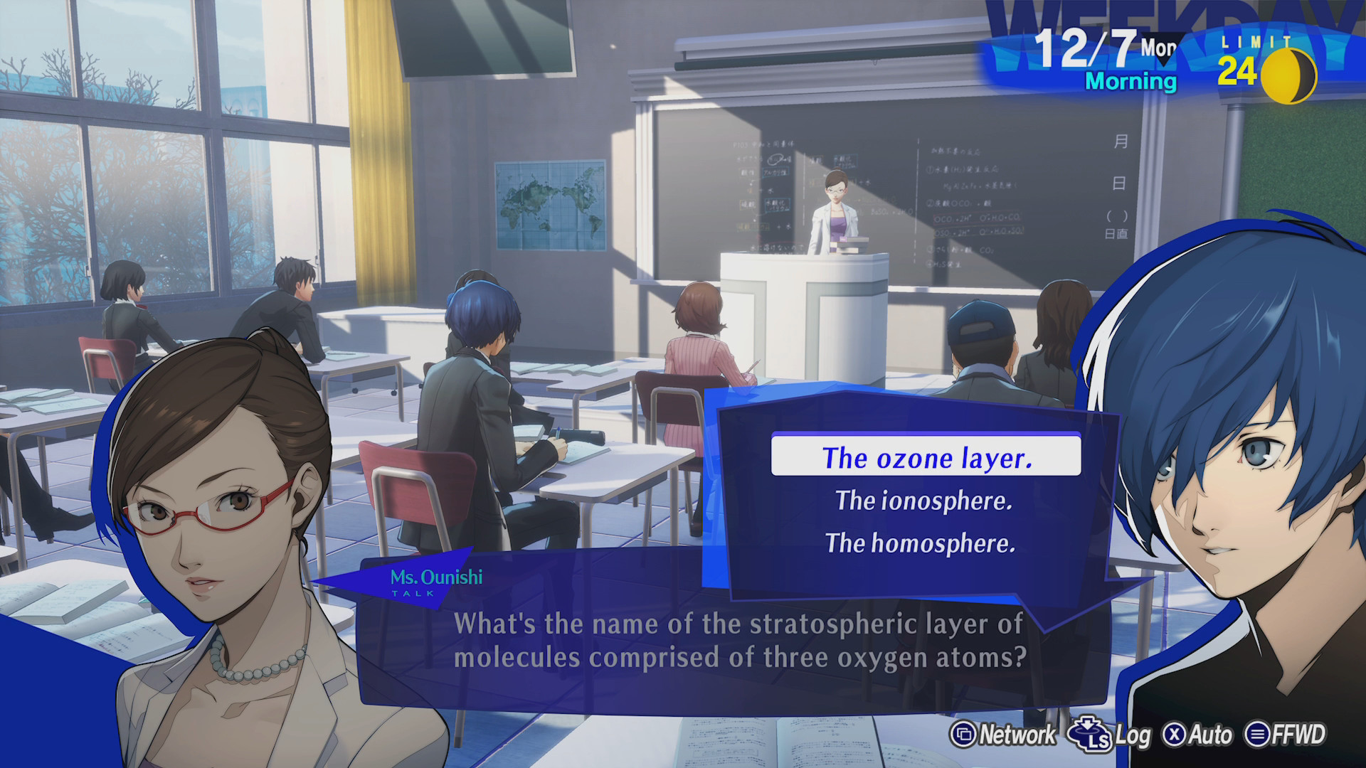 The Persona 3 Reload protagonist answers a classroom question