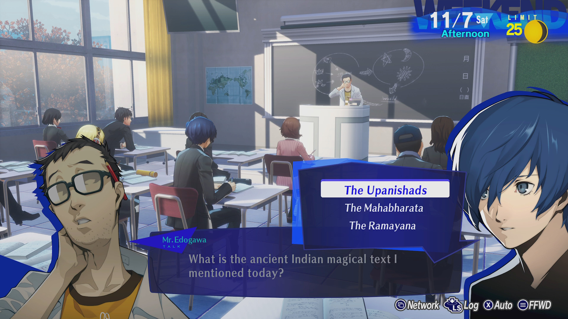 The Persona 3 Reload protagonist answers a classroom question