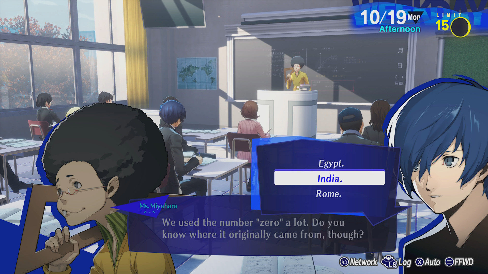 The Persona 3 Reload protagonist answers a classroom question