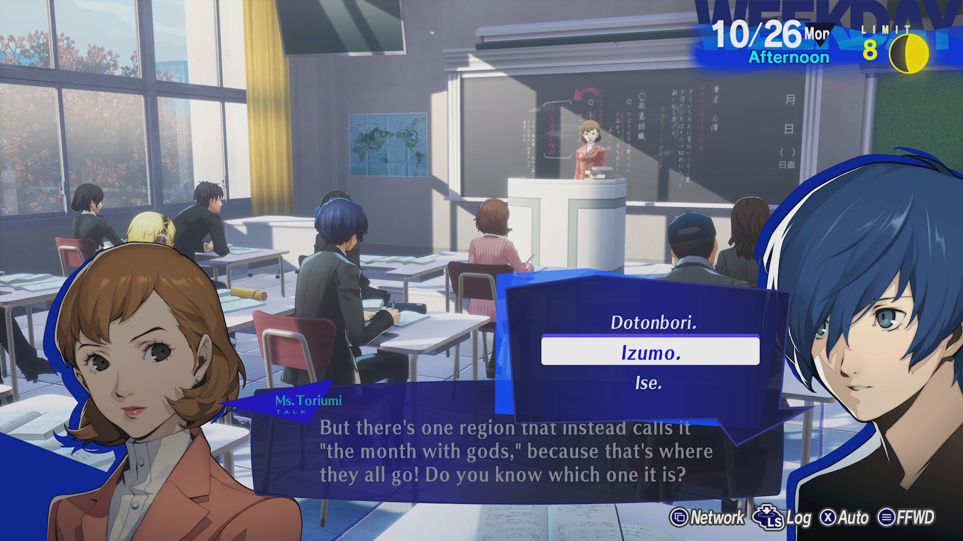 The Persona 3 Reload protagonist answers a classroom question